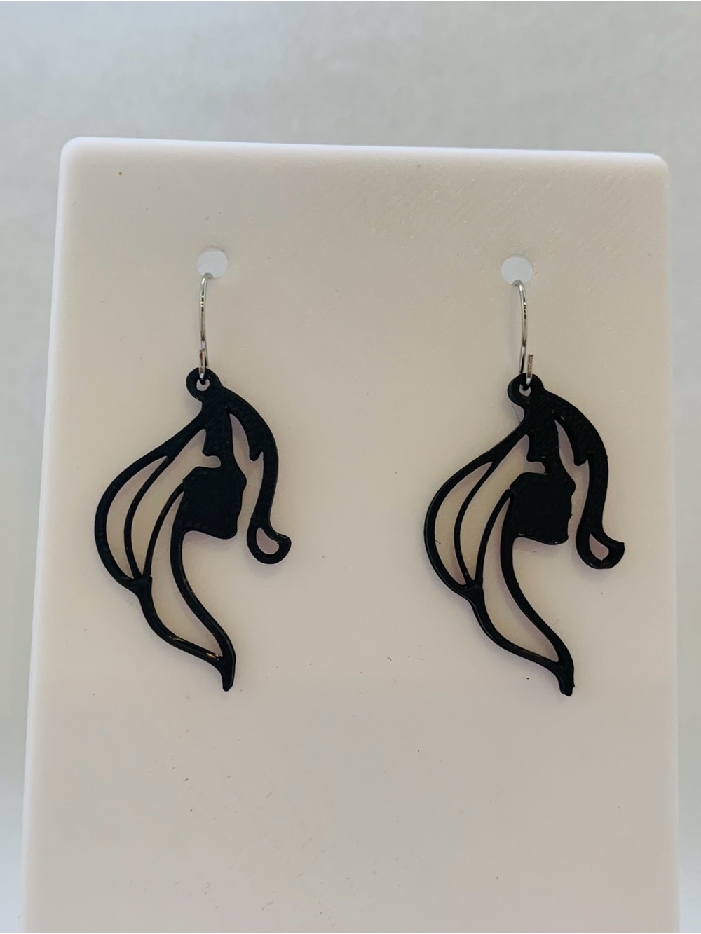 Black Stylized Woman Profile Drop Earrings - Women Jewelry